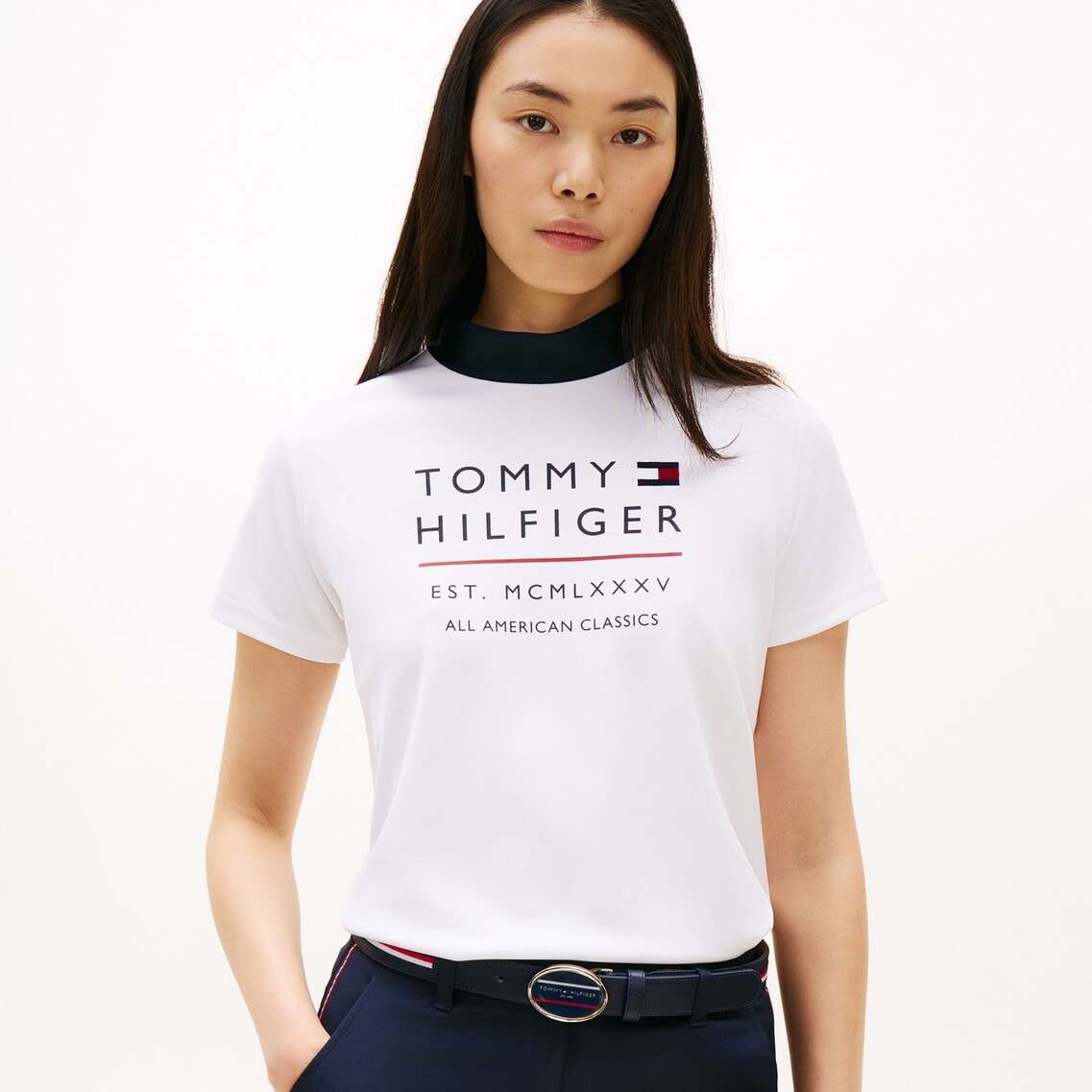 ユウ新品 トミー ヒルフィガーモックネックシャツ TOMMY HILFIGER（トミー・ヒルフィガー） ハイブリッド モックネック