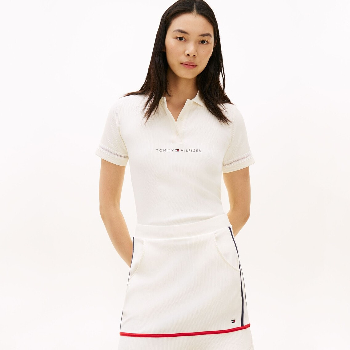 トミーヒルフィガー 刺繍ロゴストレッチ ポロシャツ XXL 白 ゴルフ 新品 2点でさらに10％ off】ストレッチコードピケポロシャツ | トミー