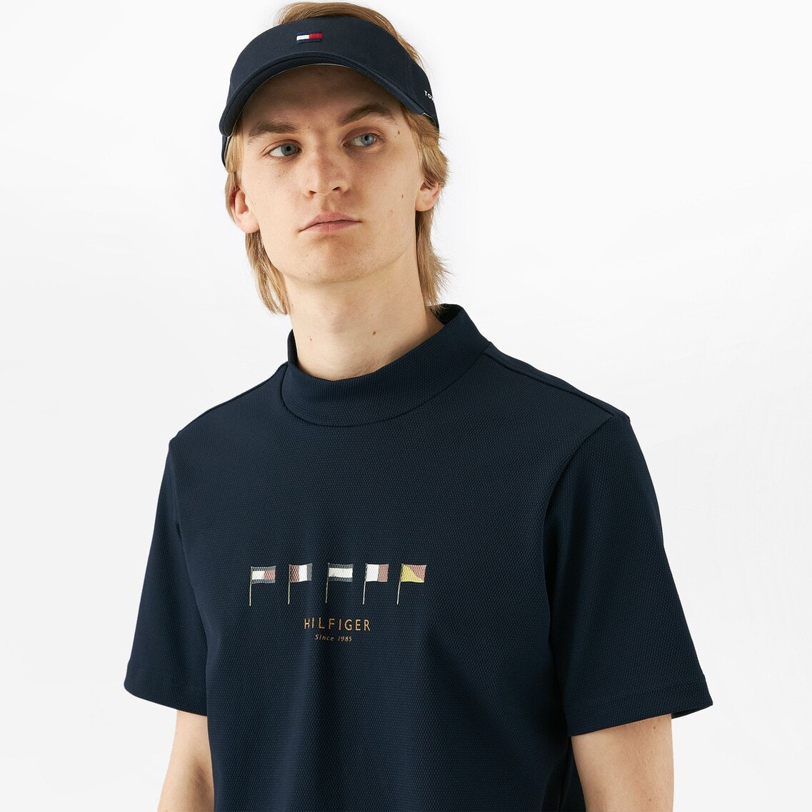トミーゴルフ ネイビーモックネックシャツ 新品タグ付き 2点でさらに10％OFF】マルチフラッグ半袖モックネックシャツ