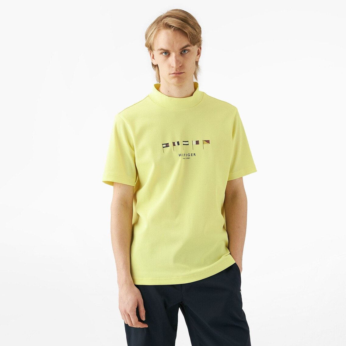 2点でさらに10％OFF】マルチフラッグ半袖モックネックシャツ