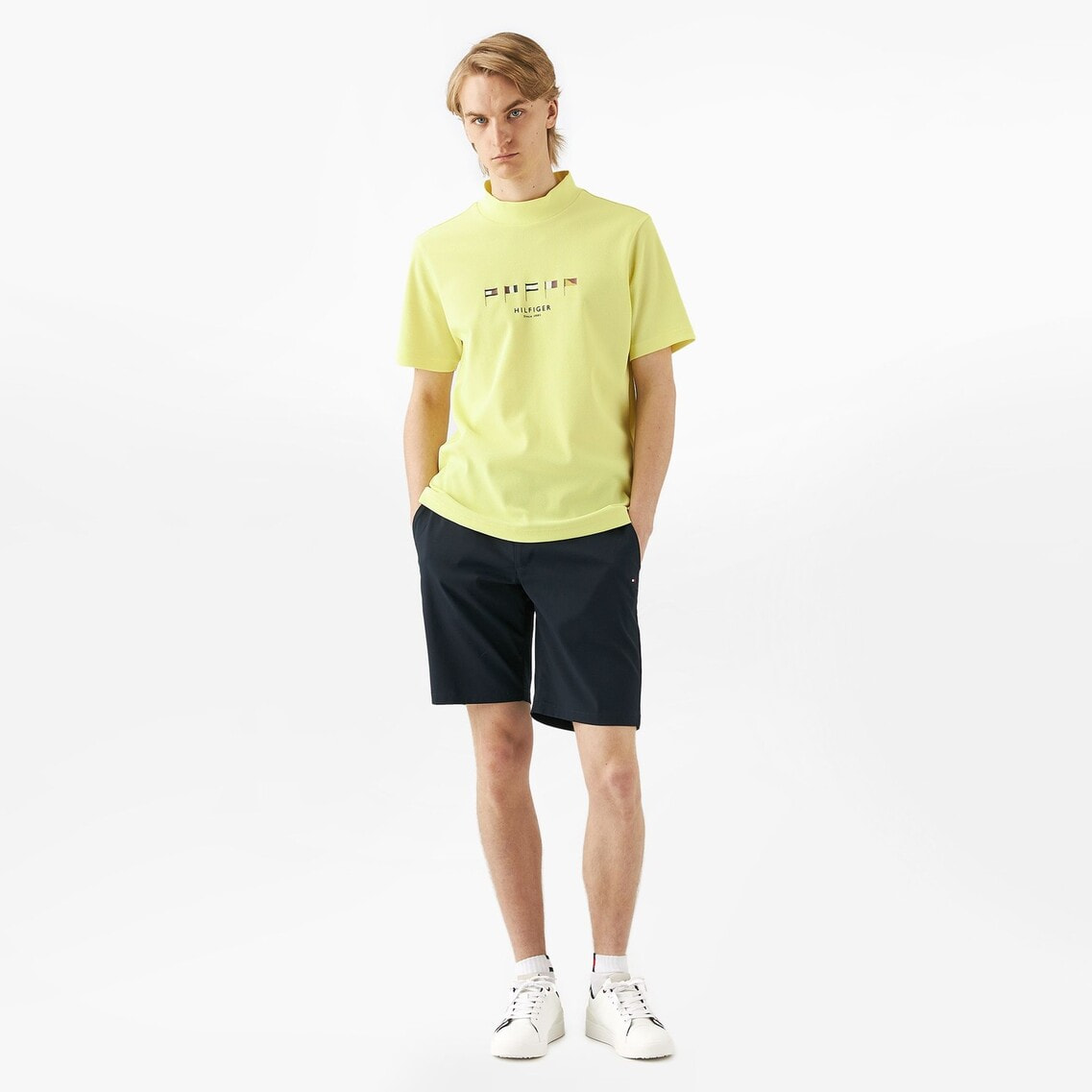 トミーヒルフィガーゴルフ　モックネック 半袖シャツ　グリーン系　L TOMMY HILFIGER トミーヒルフィガー ハイブリッド モックネック