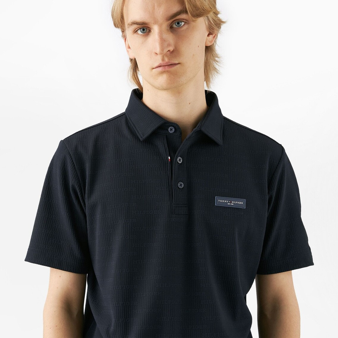 サイズM【未使用】1piu1uguale3 GOLF ショートスリーブシャツ B 2点でさらに10％OFF】ロゴジャカードショートスリーブシャツ