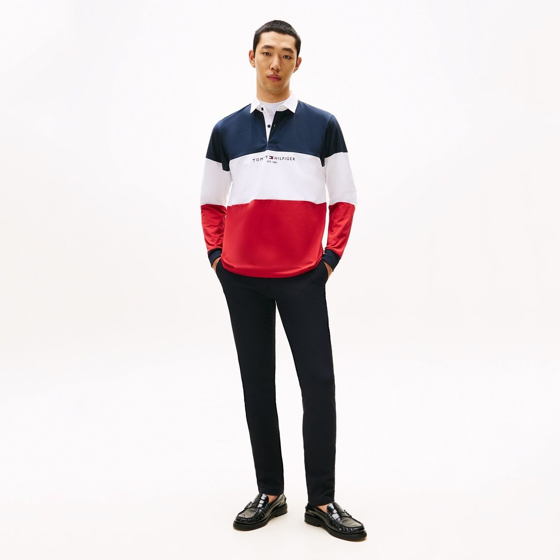 2点でさらに10％OFF】カラーブロックラガーシャツ | トミー