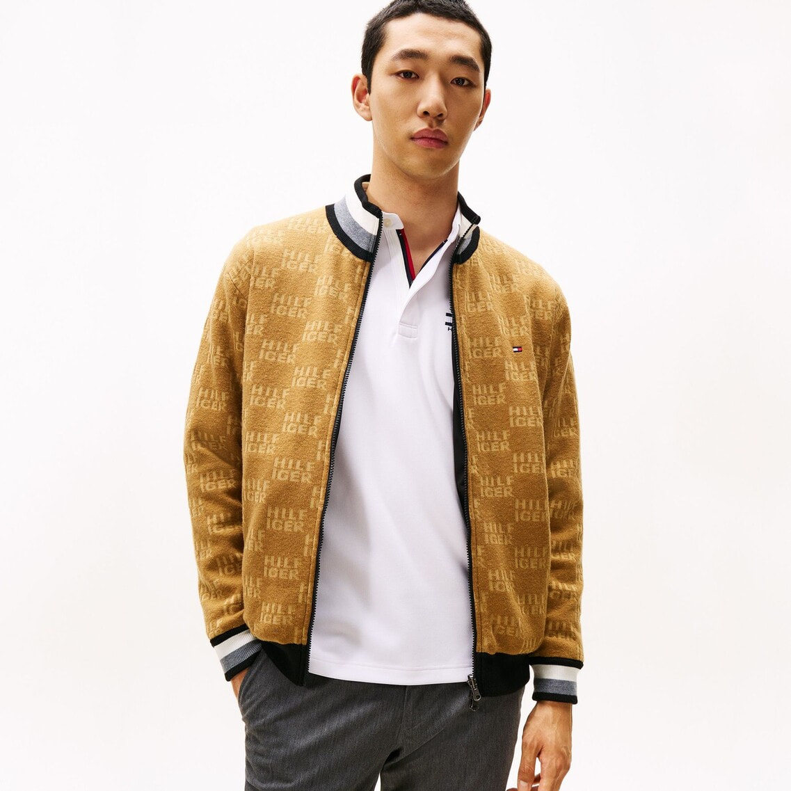 ロゴジャカードニットリバーシブルジャケット | トミー