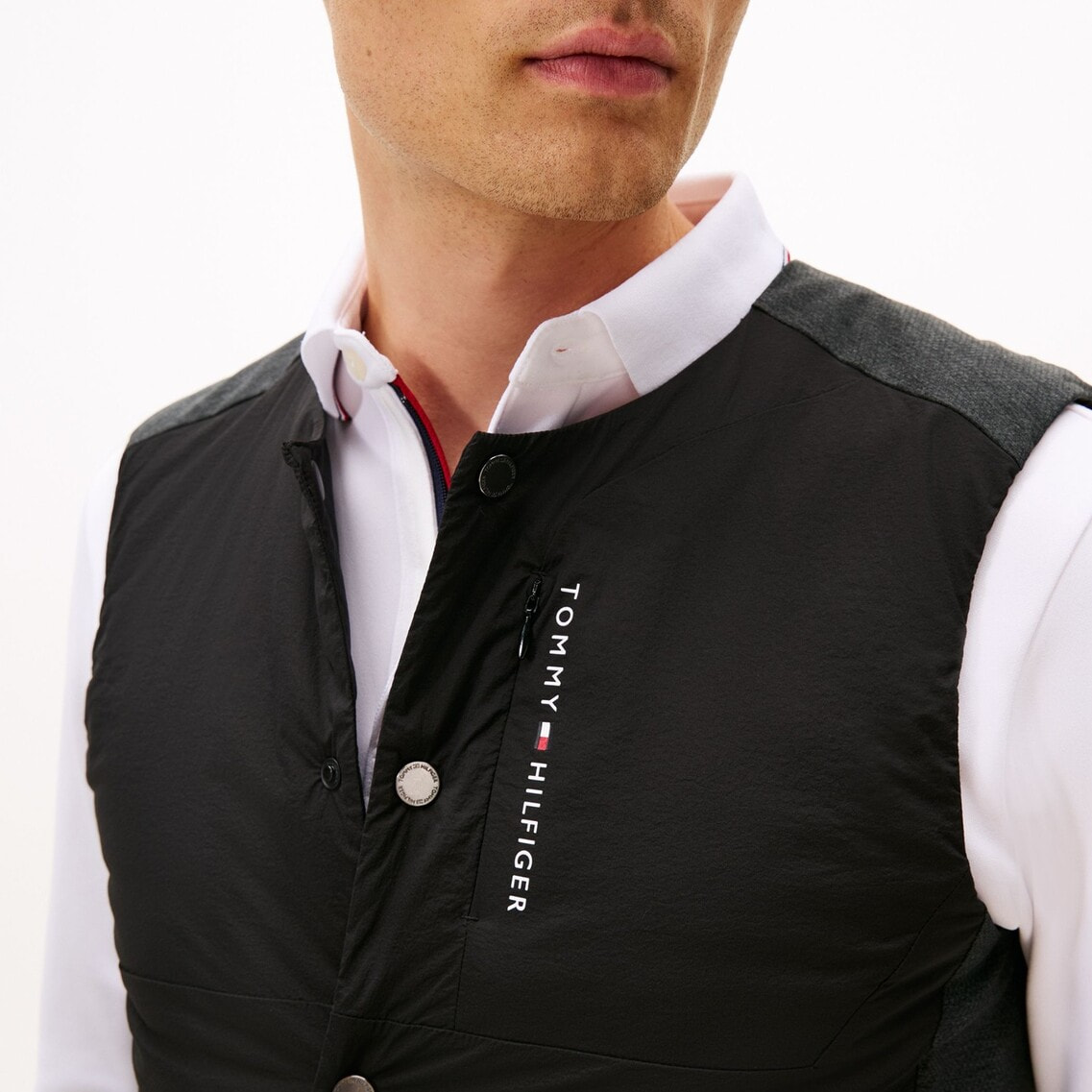 トミー ヒルフィガー ゴルフ2WAYネックモノグラムジャカードニット