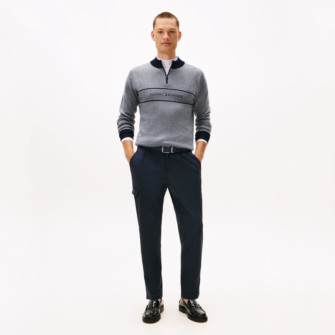 フロントロゴ ハーフジップモックネックニット | トミー ヒルフィガー