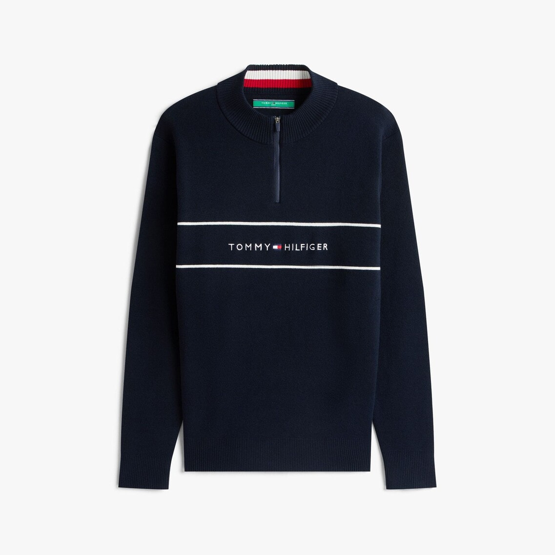 フロントロゴ ハーフジップモックネックニット | トミー